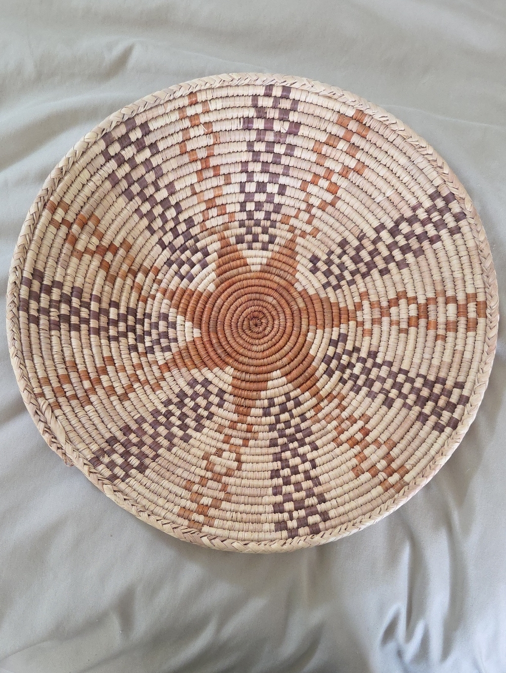 Vintage Hand Coiled Star Basket Tray Boho Decor